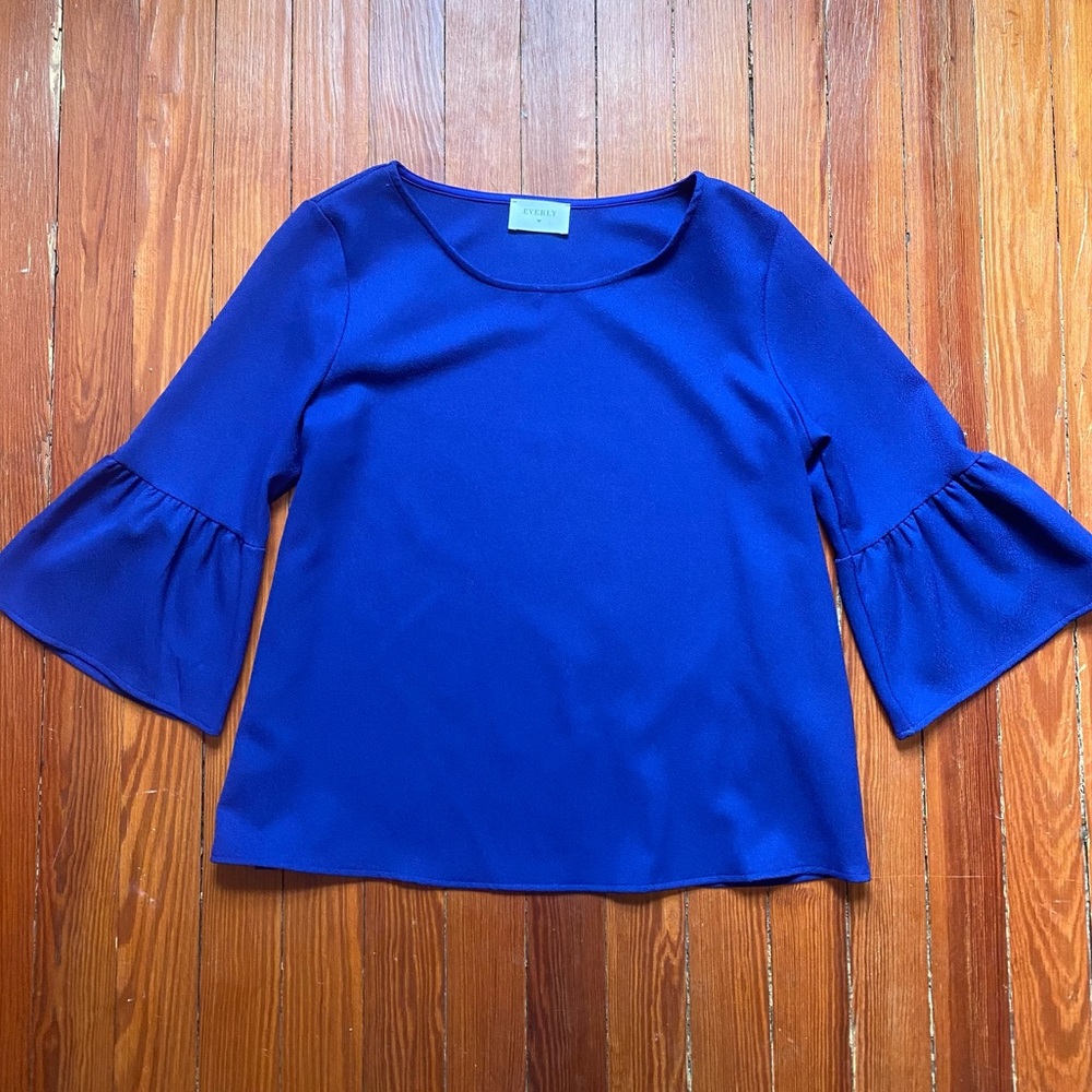 Royal Blue Bell Sleeve Top